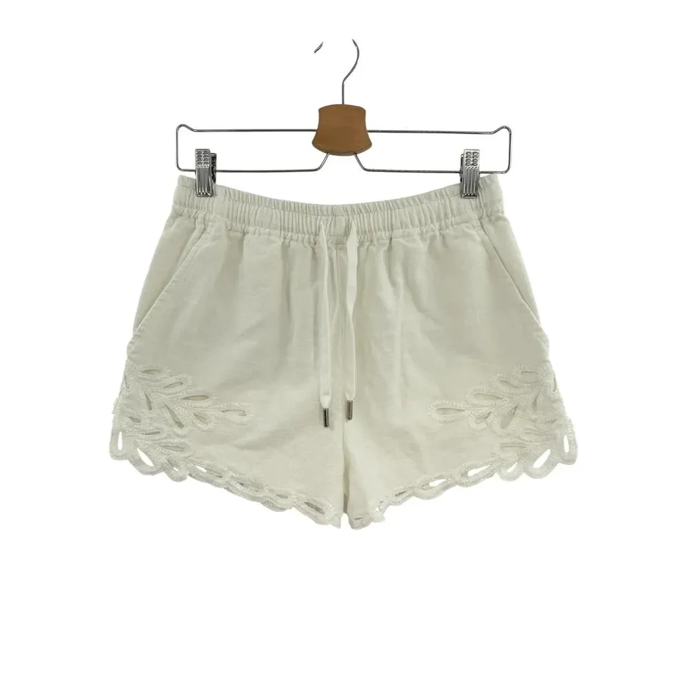 Isabel Marant Etoile Safa Embroidered Cotton Shorts White Size 36 US 4